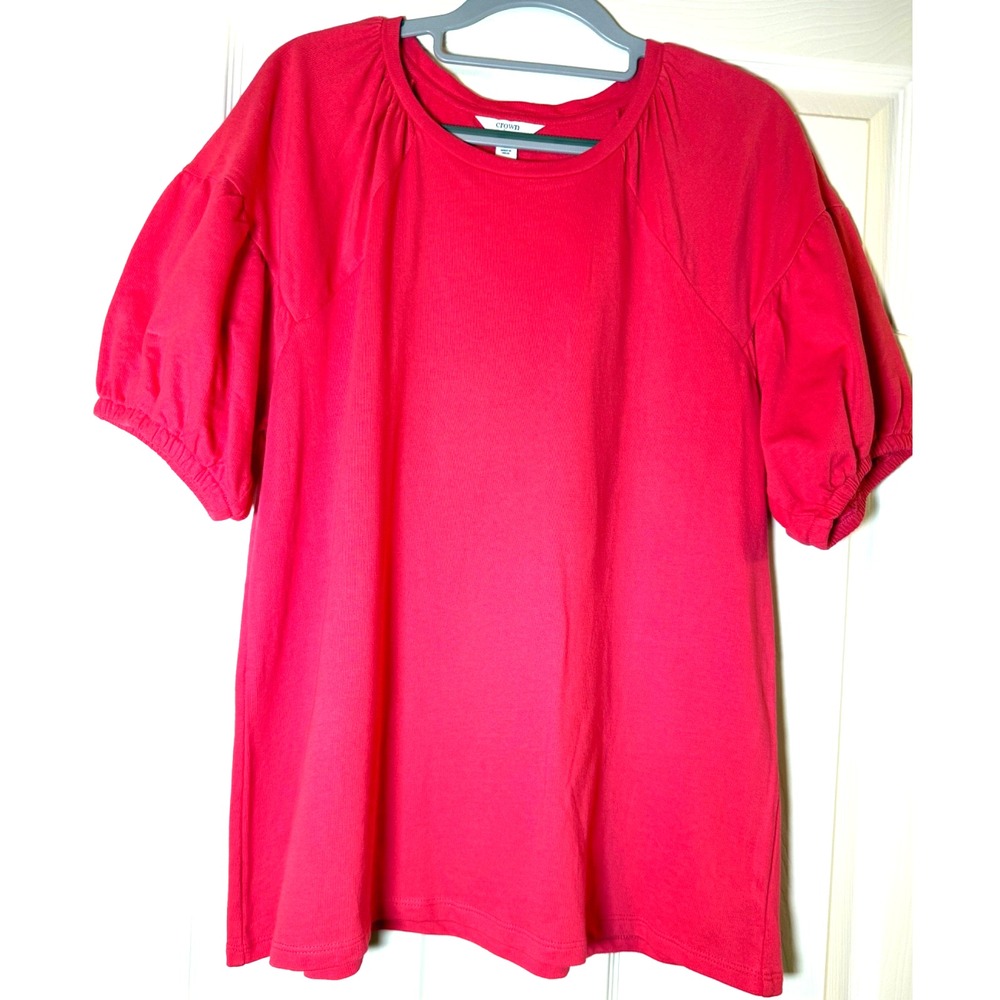 Crown & Ivy Coral Women's Large Balloon Sleeve Pullover Shirt